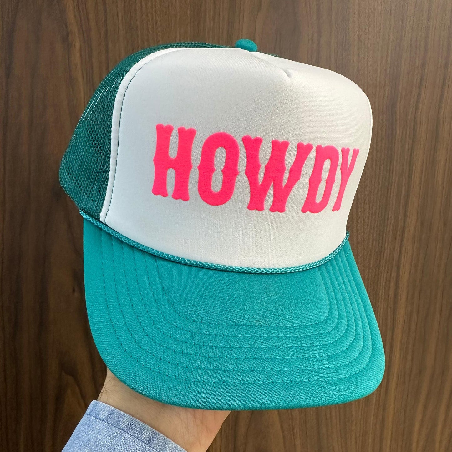 HOWDY Puff Print Design Trucker Hat - Vinyl Puff Printed Foam Trucker Hat