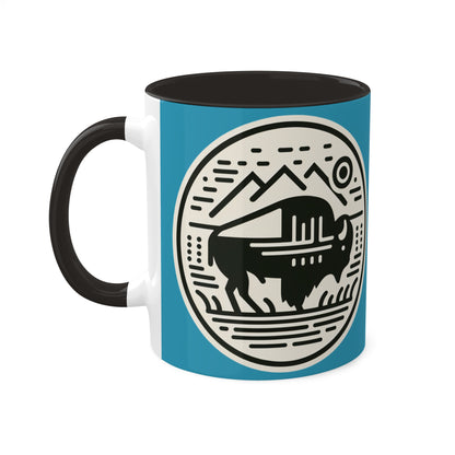 Simple Southwest Buffalo Colorful Ceramic Coffee Mugs, 11oz