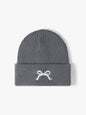 Embroidered Bow Knit Beanie Hat