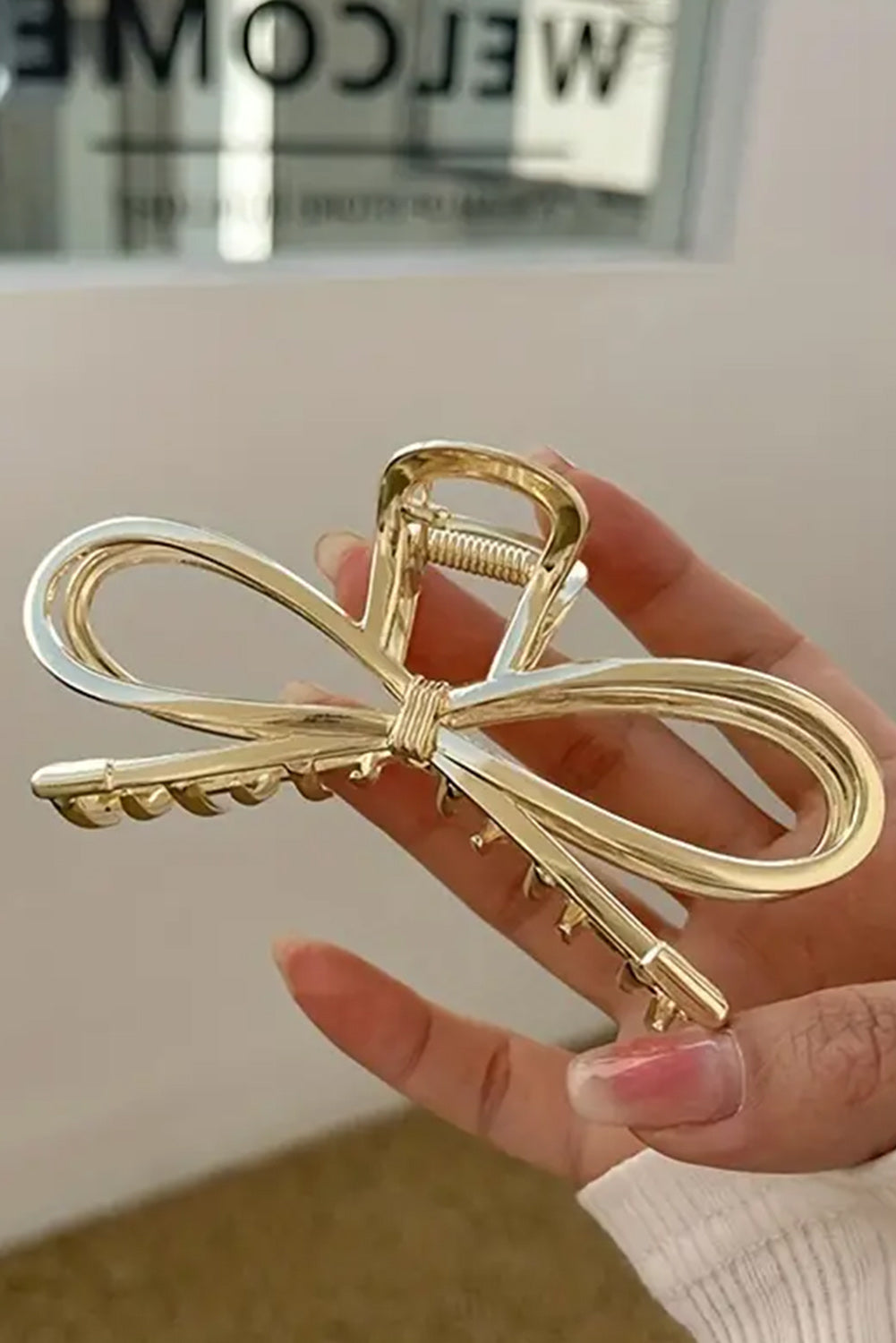 Gold Bowknot Shape Claw Hair Clip